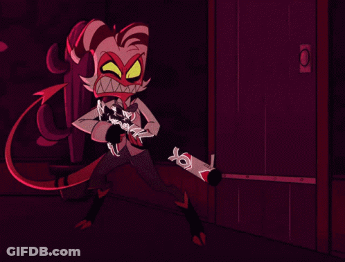A Cartoon Character Says M ' Kay I 'M Here In A Doorway GIF