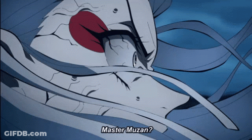 A Cartoon Character Says Master Muzan In The Corner GIF
