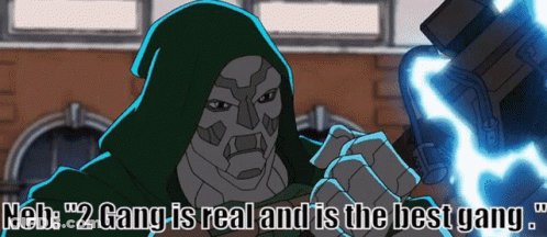 A Cartoon Character Says " Neb " 2 Gang Is Real And Is The Best Gang " " GIF