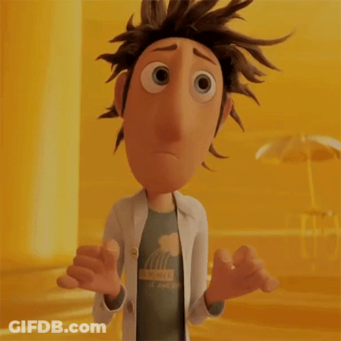 A Cartoon Character Says " No Big Deal " In A Yellow Room GIF