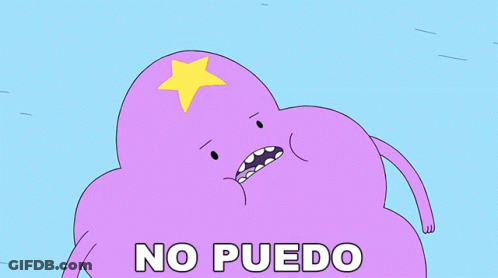 A Cartoon Character Says No Puedo In White Letters GIF