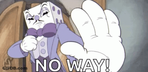 A Cartoon Character Says " No Way " With A Stop Sign GIF