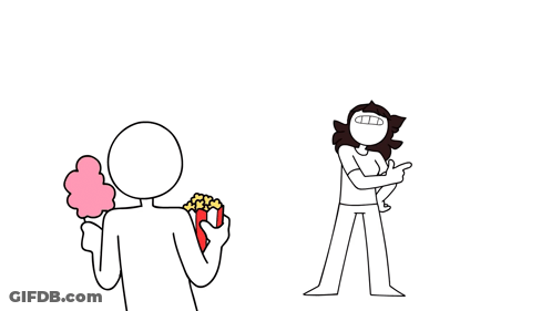 A Cartoon Character Says Nope While Holding A Can Of Popcorn GIF