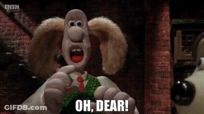 A Cartoon Character Says " Oh Dear " While Holding Something In His Hand GIF