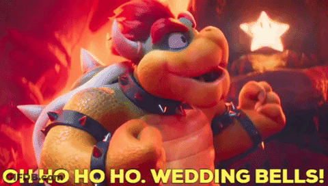 A Cartoon Character Says Oh Ho Ho Wedding Bells In Front Of A Star GIF