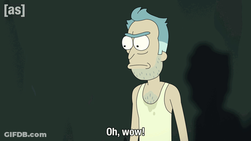 A Cartoon Character Says Oh Wow In Front Of A Dark Background GIF