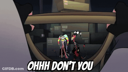 A Cartoon Character Says " Ohhh Don 'T You " In Front Of A Stack Of Boxes GIF