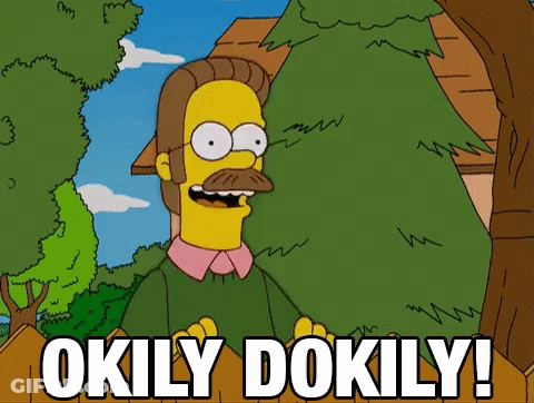 A Cartoon Character Says Okily Dokily In Front Of A House GIF