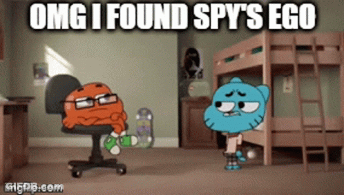 A Cartoon Character Says Omg I Found Spy 'S Ego In A Room GIF