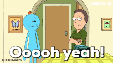 A Cartoon Character Says Oooh Yeah While Standing Next To Another Character GIF