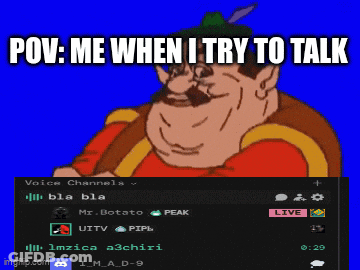 A Cartoon Character Says Pov Me When I Try To Talk On A Screen GIF