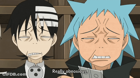 A Cartoon Character Says " Really Obnoxious " In Front Of Another Character GIF