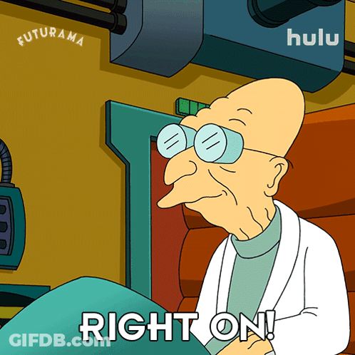 A Cartoon Character Says Right On In Front Of A Hulu Logo GIF