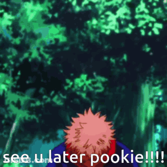 A Cartoon Character Says See U Later Pookie In Front Of A Forest GIF