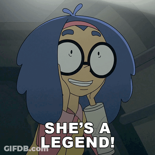 A Cartoon Character Says She 'S A Legend While Holding A Roll Of Toilet Paper GIF