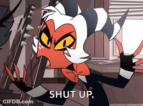 A Cartoon Character Says Shut Up While Holding Something GIF