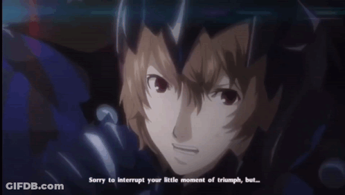 A Cartoon Character Says " Sorry To Interrupt Your Little Moment Of Triumph But ... " GIF