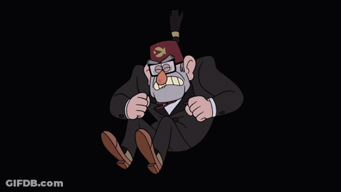 A Cartoon Character Says Ta-Da In A Dark Background GIF