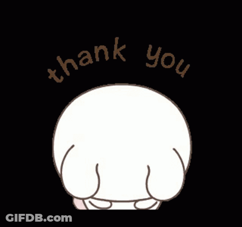 A Cartoon Character Says Thank You With A Smiley Face GIF