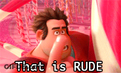 A Cartoon Character Says That Is Rude In A Pink Background GIF
