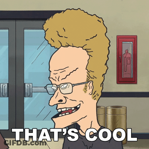 A Cartoon Character Says That 'S Cool In White Letters GIF