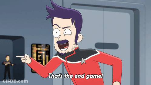A Cartoon Character Says That 'S The End Game While Pointing At Something GIF