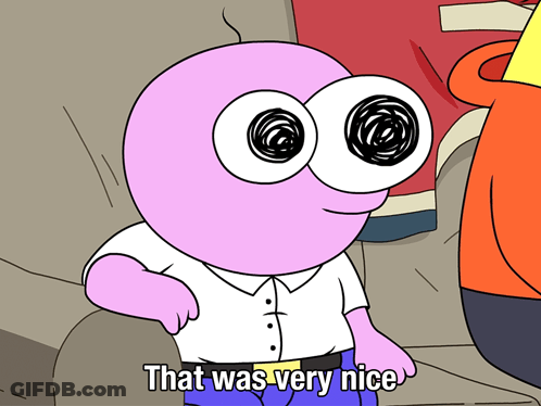 A Cartoon Character Says That Was Very Nice In A White Shirt GIF