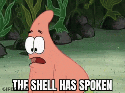 A Cartoon Character Says The Shell Has Spoken GIF