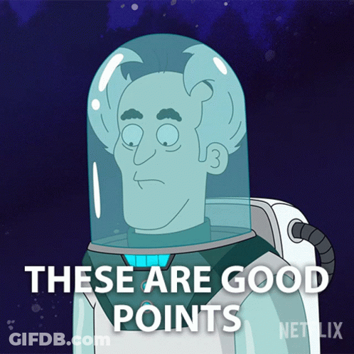 A Cartoon Character Says These Are Good Points On The Bottom GIF
