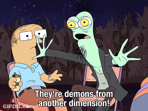 A Cartoon Character Says They 'Re Demons From Another Dimension ! GIF