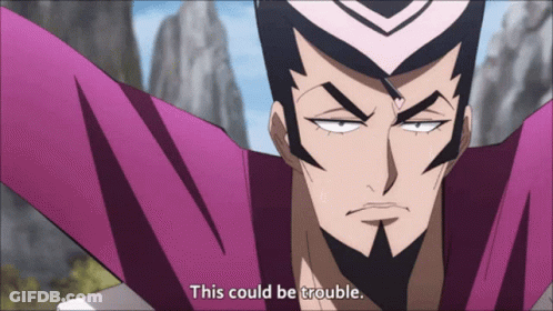 A Cartoon Character Says This Could Be Trouble In A Purple Shirt GIF