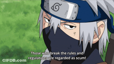 A Cartoon Character Says " Those Who Break The Rules And Regulations Are Regarded As Scum " GIF