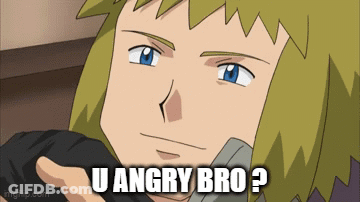A Cartoon Character Says " U Angry Bro " While Holding Something In His Hand GIF