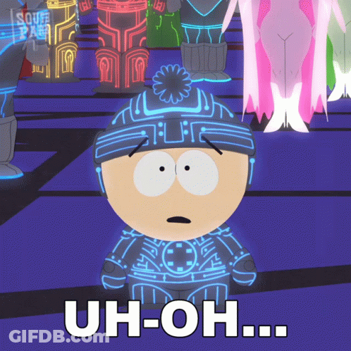 A Cartoon Character Says Uh-Oh In Front Of A Purple Background GIF
