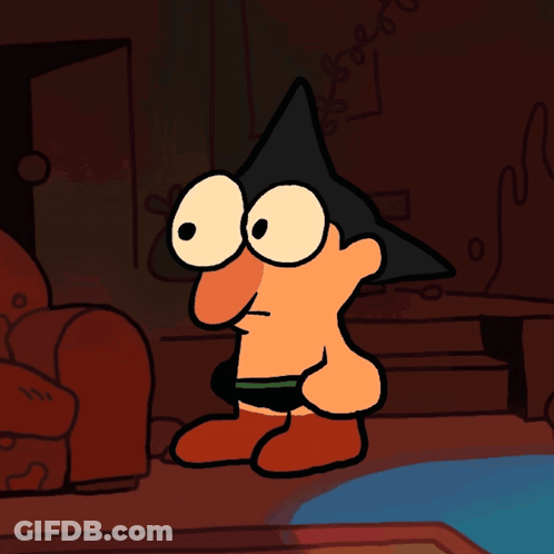 A Cartoon Character Says " Uh Yeah " In Front Of A Couch GIF