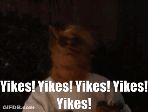 A Cartoon Character Says " Vikes Yikes Yikes Yikes Yikes Yikes " GIF