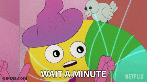 A Cartoon Character Says Wait A Minute With A Bird On His Back GIF