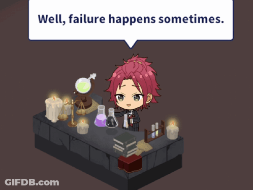 A Cartoon Character Says Well Failure Happens Sometimes In A Speech Bubble GIF