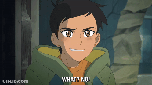 A Cartoon Character Says What No In Front Of A Stone Wall GIF