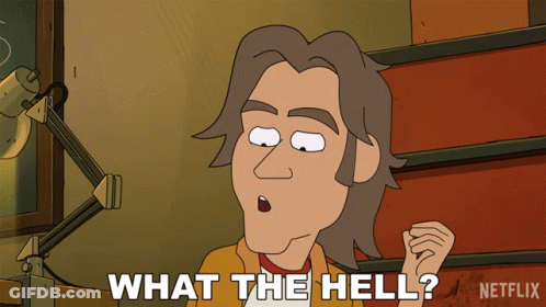 A Cartoon Character Says What The Hell In Front Of A Lamp GIF