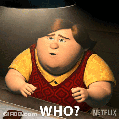 A Cartoon Character Says " Who " In Front Of A Netflix Logo GIF