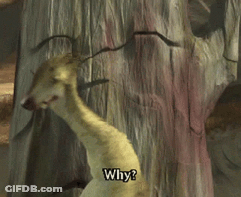 A Cartoon Character Says Why In Front Of A Tree GIF