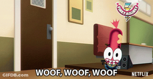 A Cartoon Character Says Woof Woof Woof On A Netflix Ad GIF