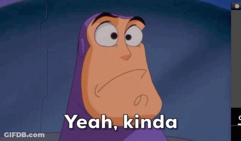 A Cartoon Character Says " Yeah Kinda " In A Purple Suit GIF