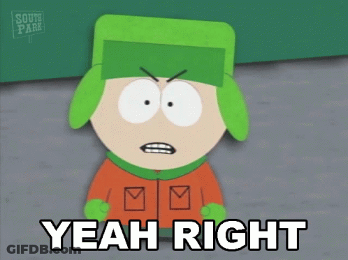 A Cartoon Character Says Yeah Right In Front Of A South Park Logo GIF