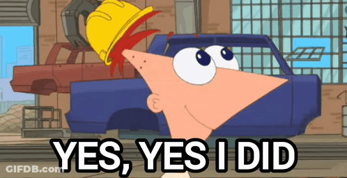 A Cartoon Character Says Yes Yes I Did In Front Of A Blue Truck GIF