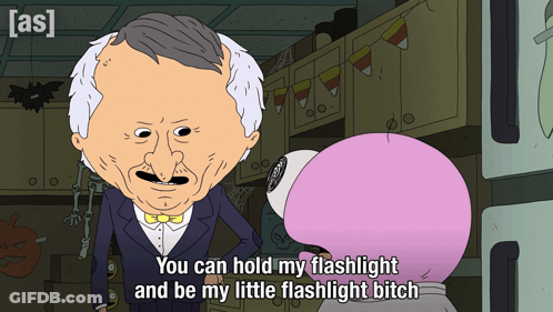 A Cartoon Character Says You Can Hold My Flashlight And Be My Little Flashlight Bitch .. GIF
