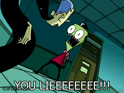 A Cartoon Character Says " You Lieeeee !!! " In A Hallway GIF
