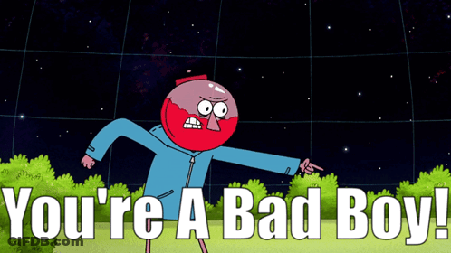 Cartoon Saying You're A Bad Boy Pointing GIF