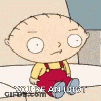 A Cartoon Character Says You 'Re An Idiot While Sitting On A Wall GIF